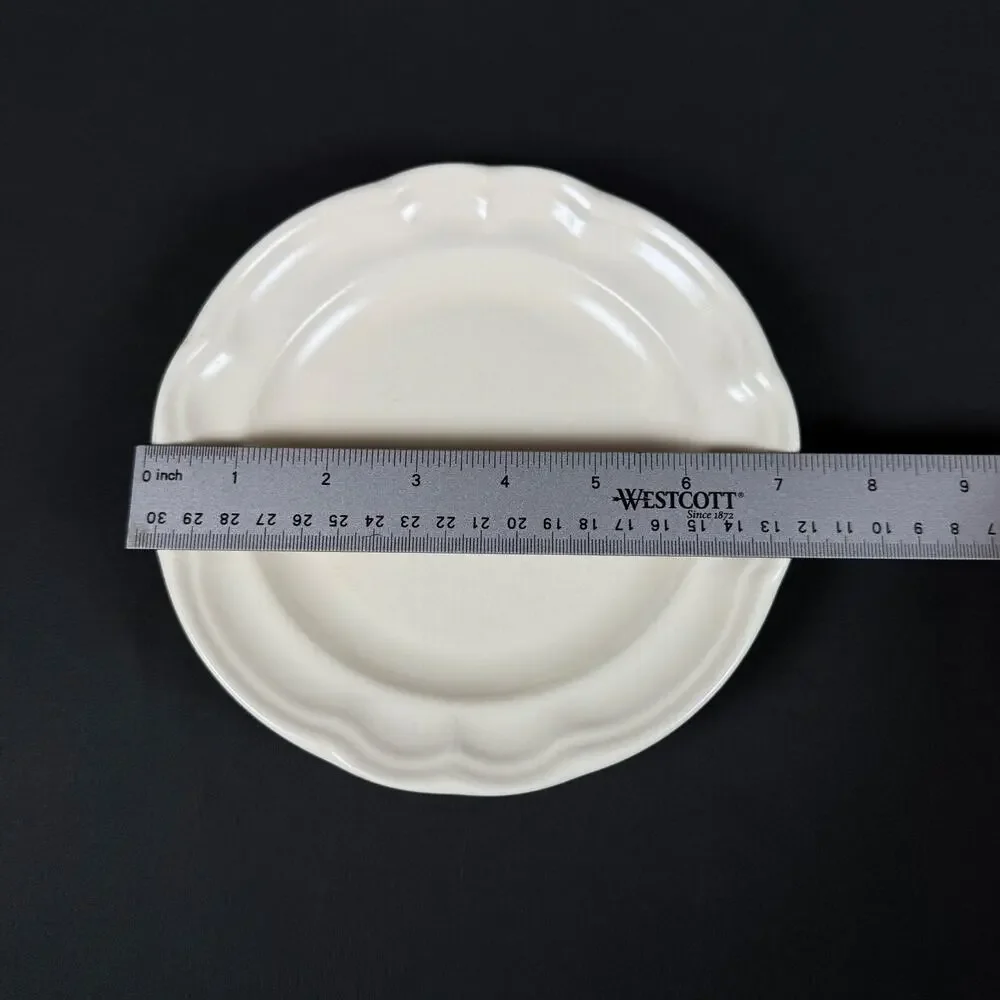 Lot of 4 Pfaltzgraff White Scalloped Plates & Bowl Made in USA